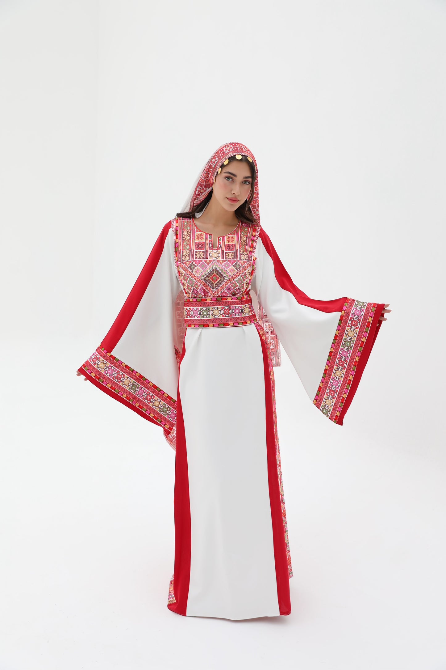 Salam Long Sleeve Red and White Thobe