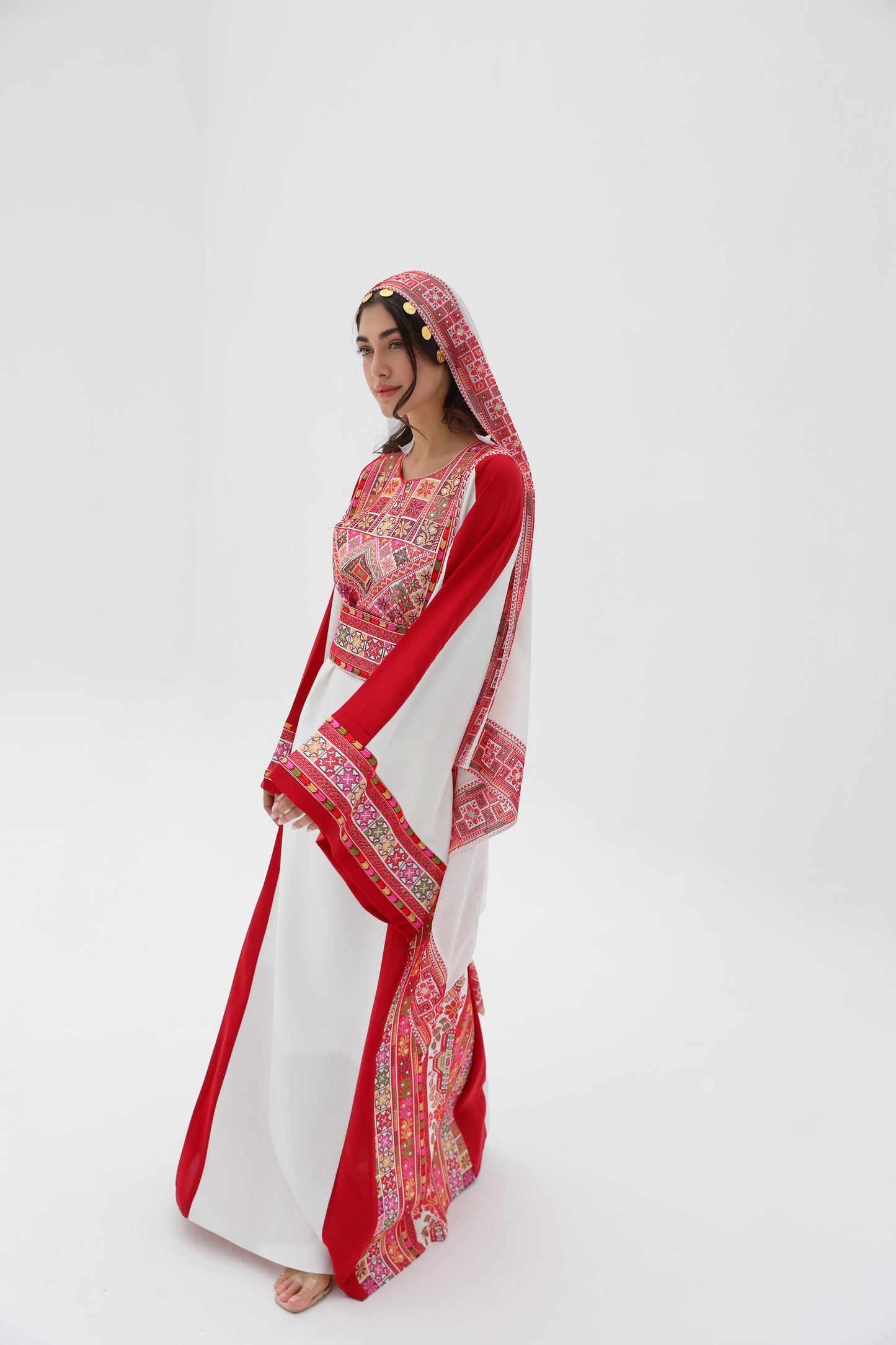 Salam Long Sleeve Red and White Thobe