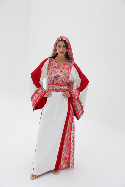 Salam Long Sleeve Red and White Thobe