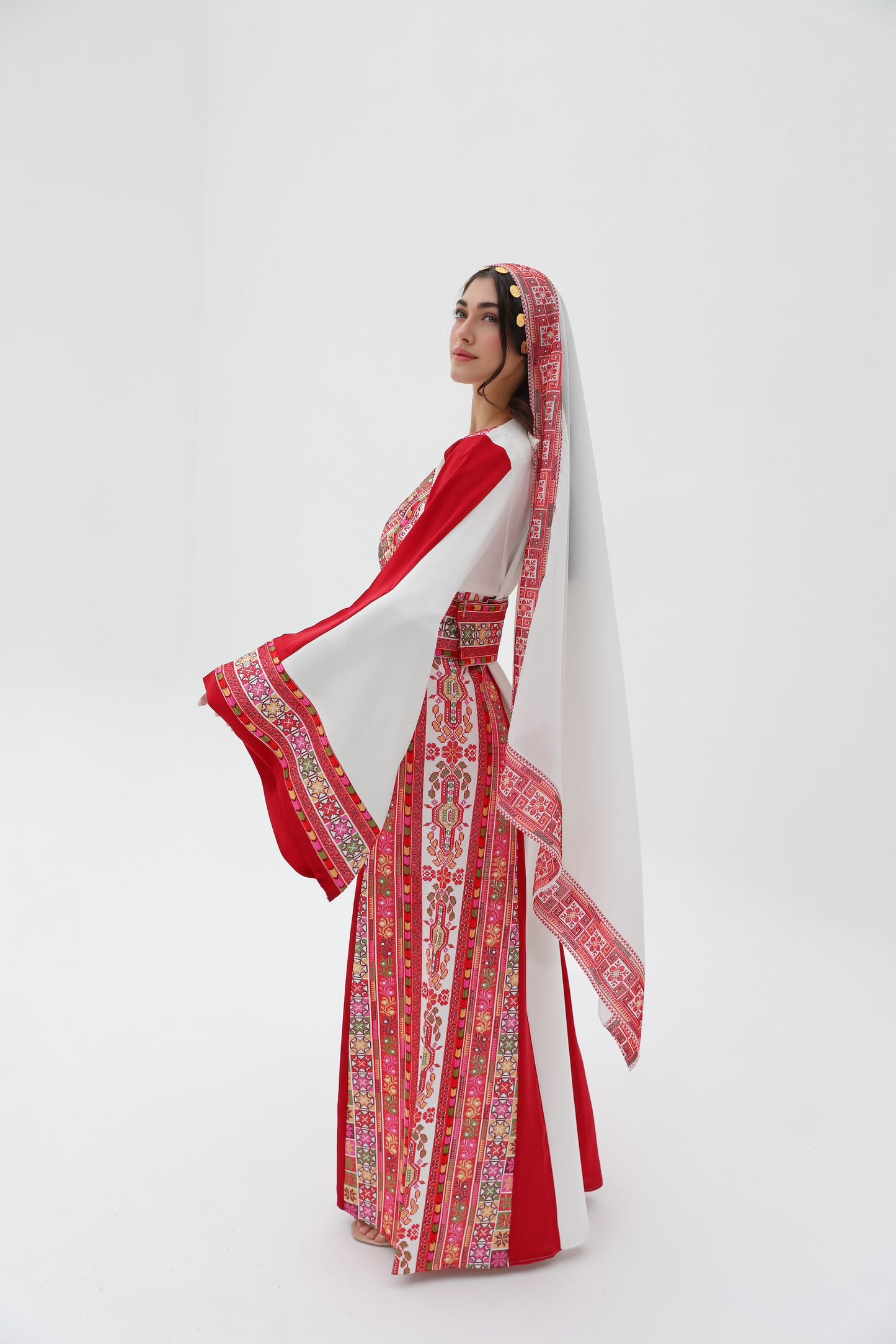 Salam Long Sleeve Red and White Thobe