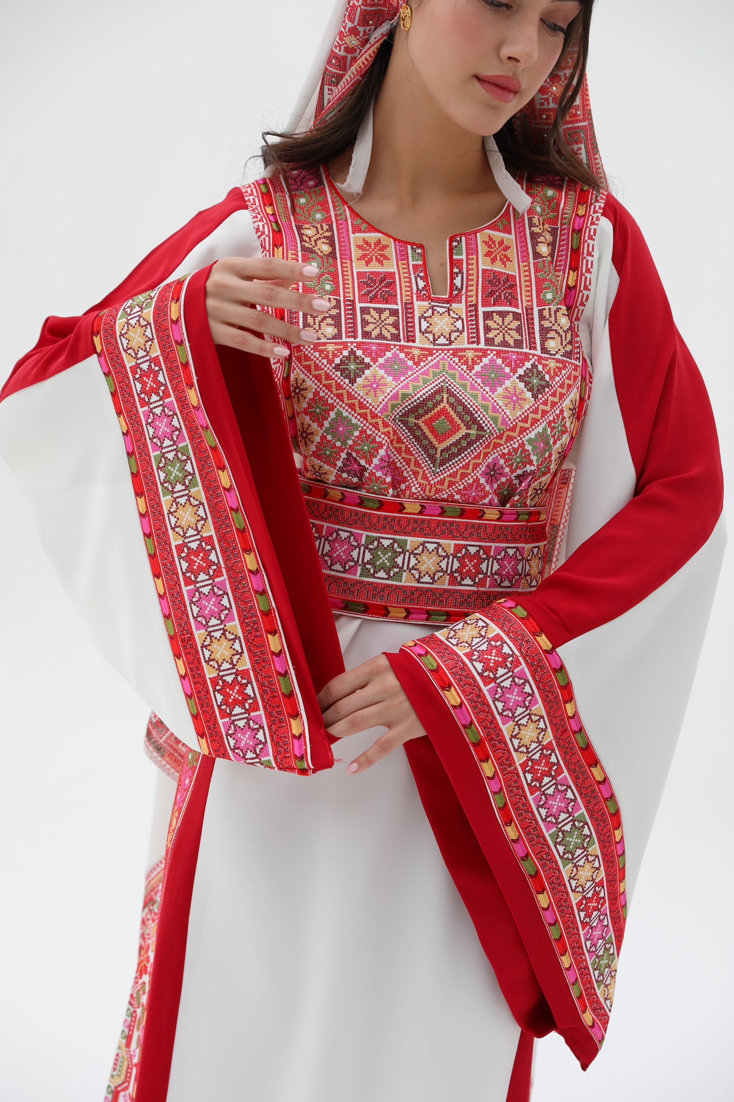 Salam Long Sleeve Red and White Thobe