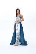 Fayrouz Teal & White Strapless Dress