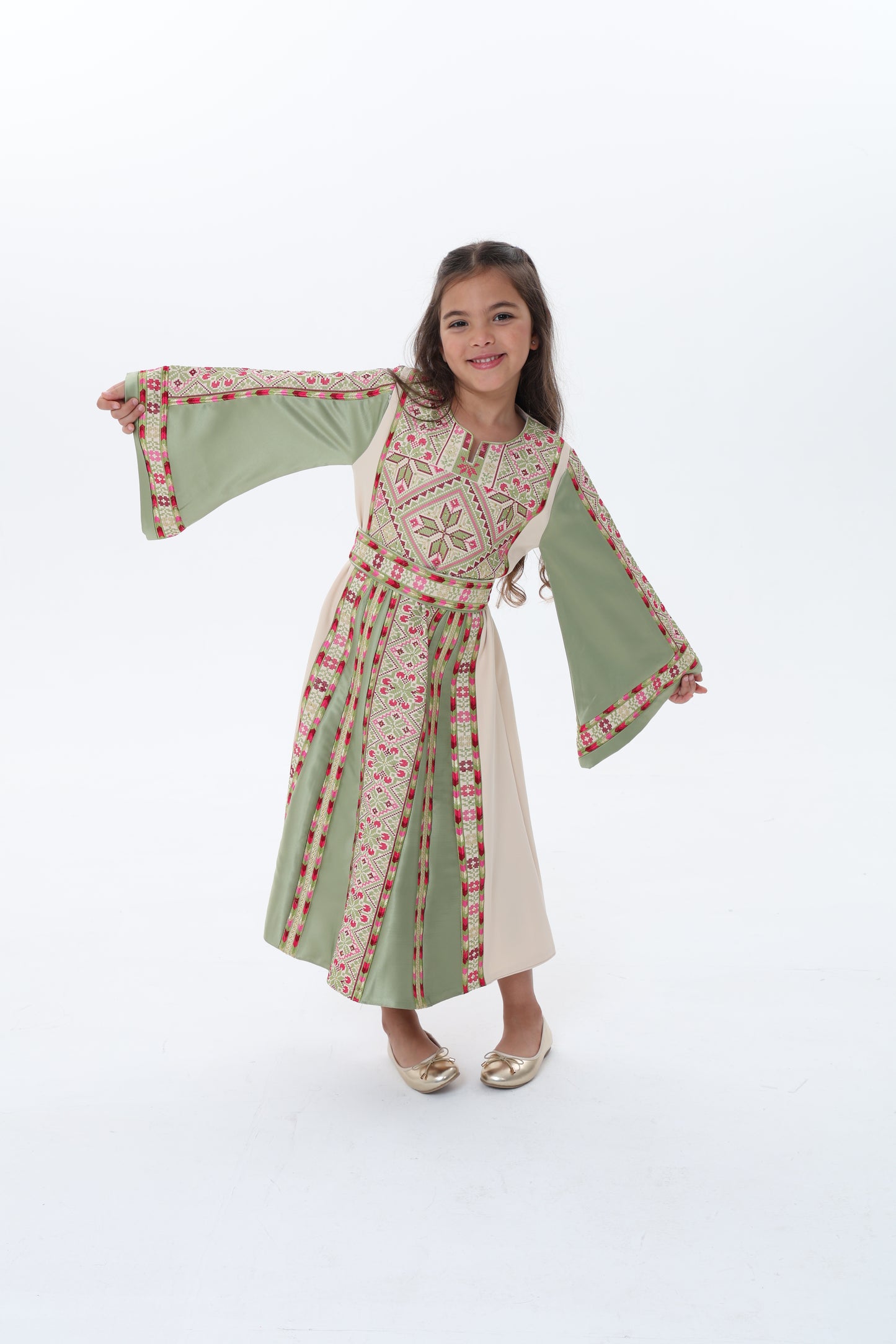 Naya Olive & Beige Kids Thobe