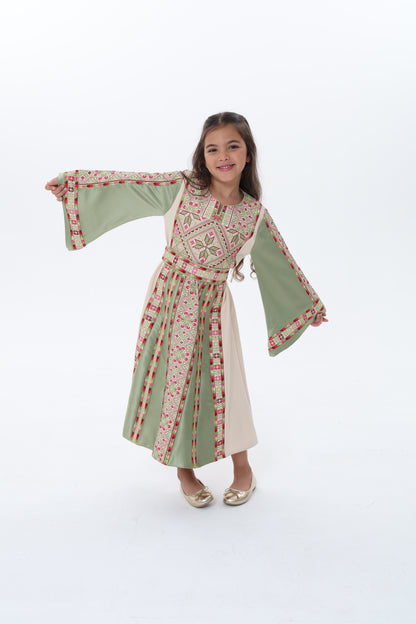 Naya Olive & Beige Kids Thobe