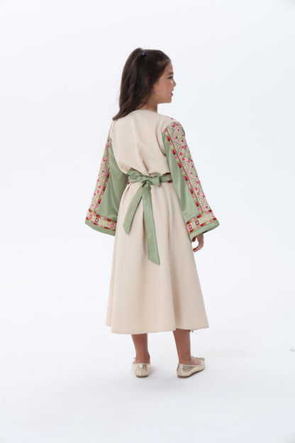 Naya Olive & Beige Kids Thobe