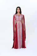 Karmel Burgundy & White Open Sleeve Dress