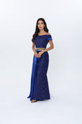 Zain Royal Blue & Black Off Shoulder Dress
