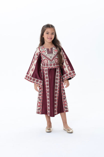 Mira Burgundy & White Kids Thobe