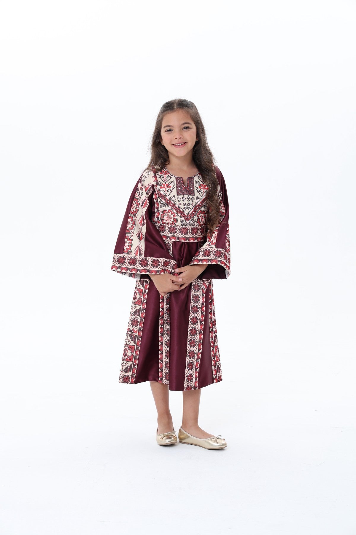 Mira Burgundy & White Kids Thobe