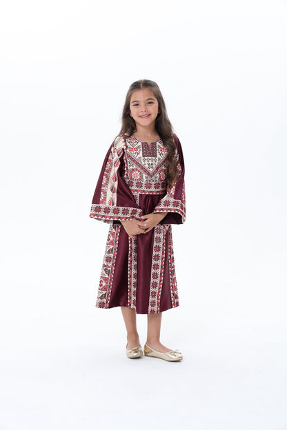 Mira Burgundy & White Kids Thobe