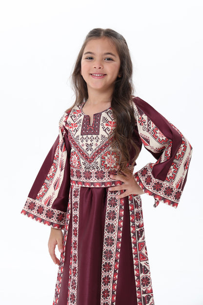 Mira Burgundy & White Kids Thobe
