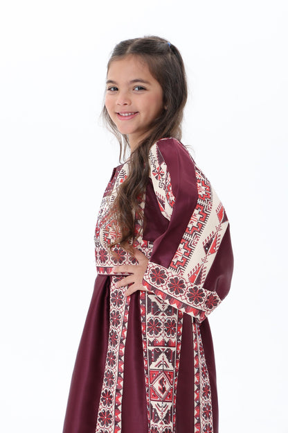 Mira Burgundy & White Kids Thobe
