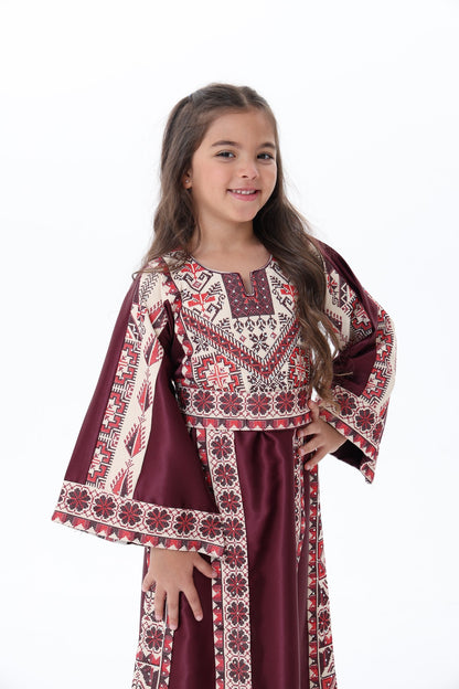 Mira Burgundy & White Kids Thobe