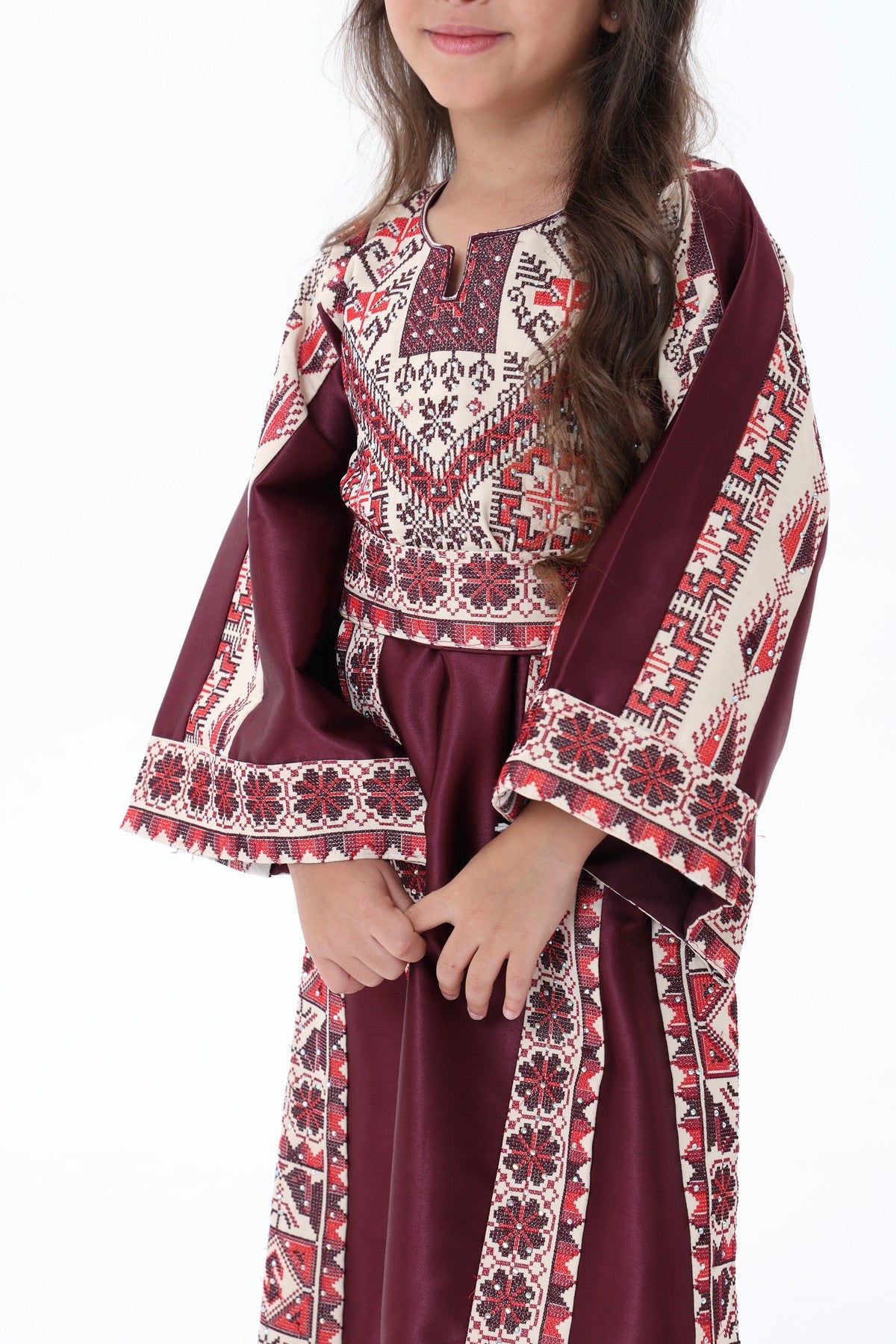 Mira Burgundy & White Kids Thobe