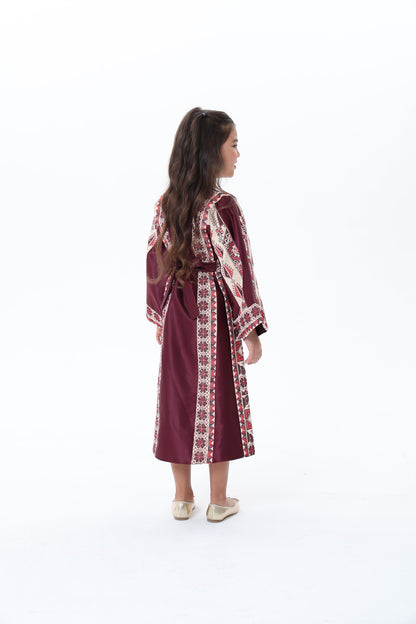Mira Burgundy & White Kids Thobe