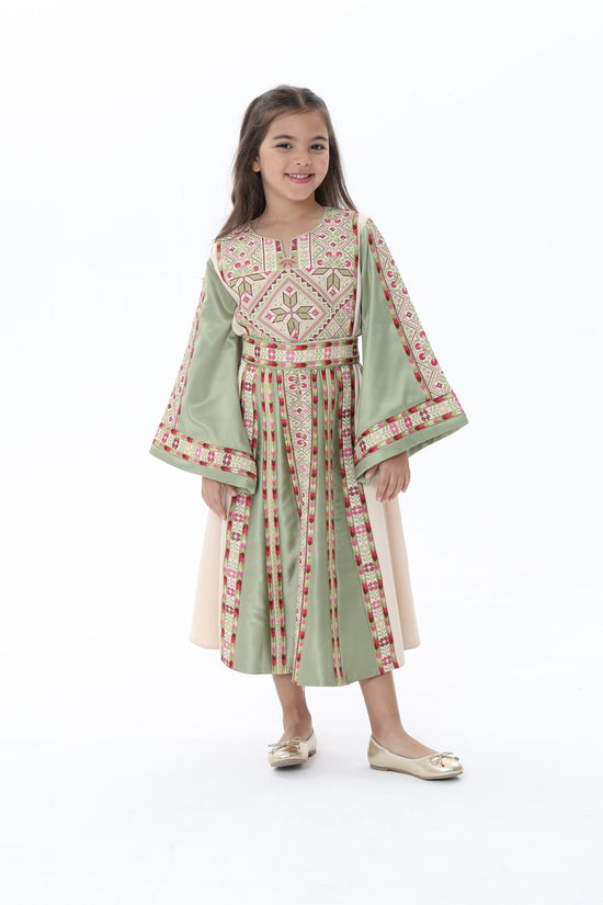 Naya Olive & Beige Kids Thobe