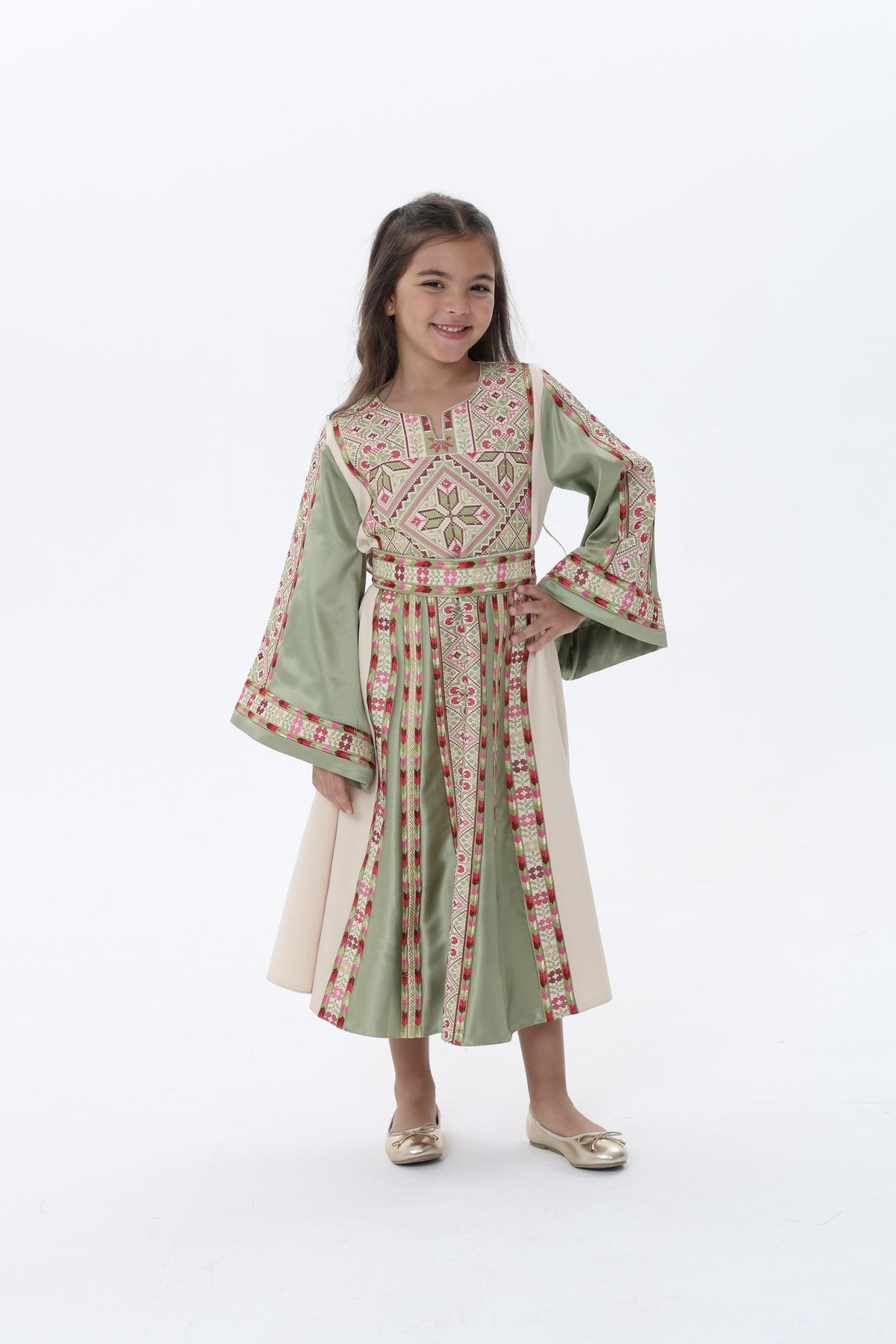 Naya Olive & Beige Kids Thobe