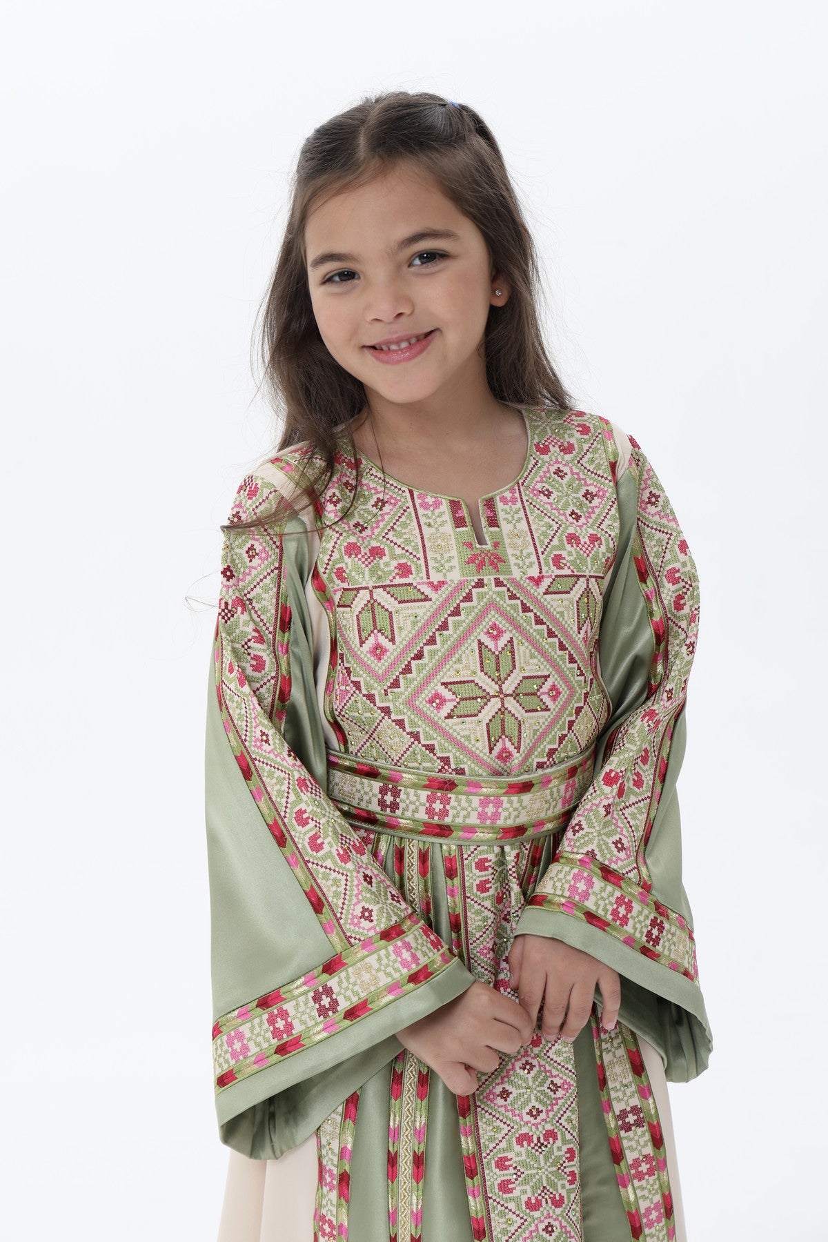 Naya Olive & Beige Kids Thobe