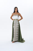 Rihan Olive & White Strapless Dress