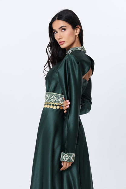 Zomorod Emerald & White Strapless Dress