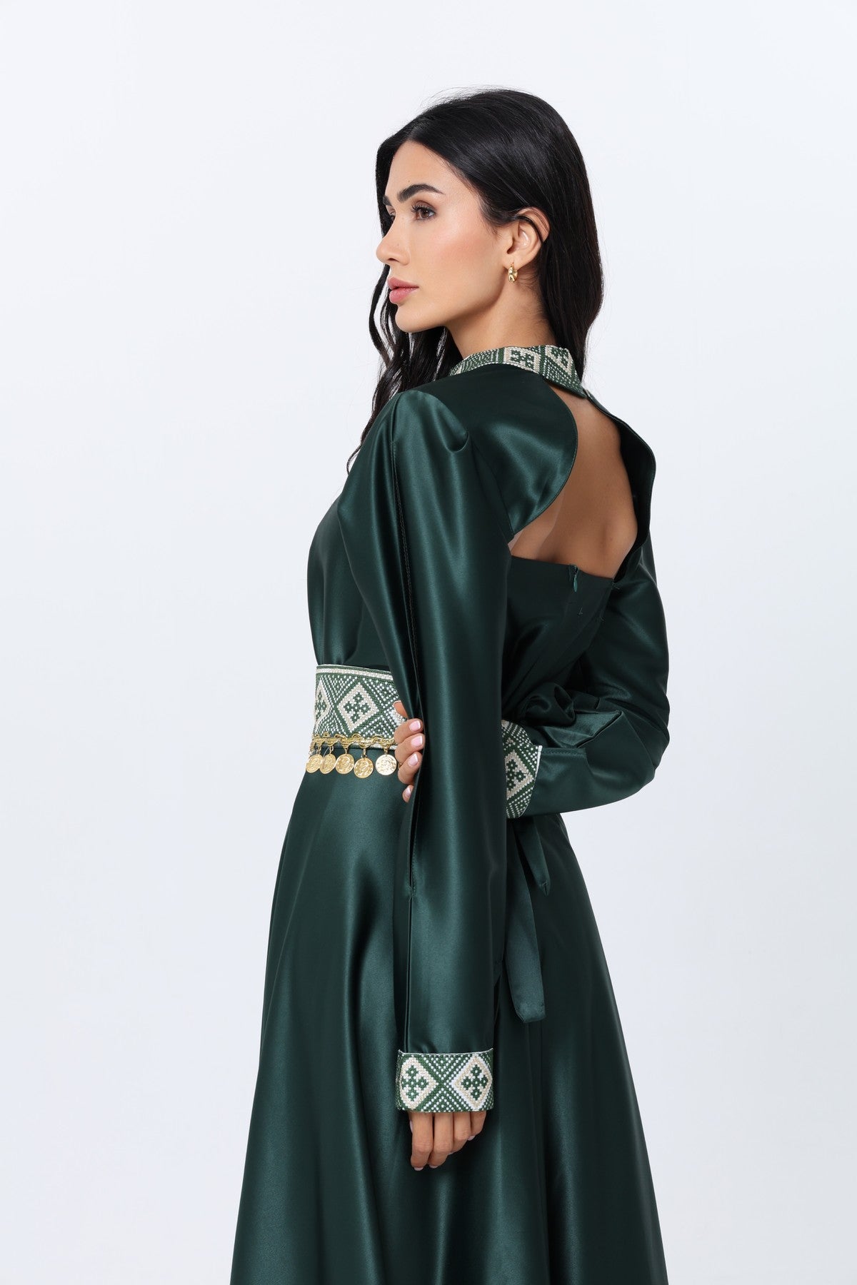 Zomorod Emerald & White Strapless Dress