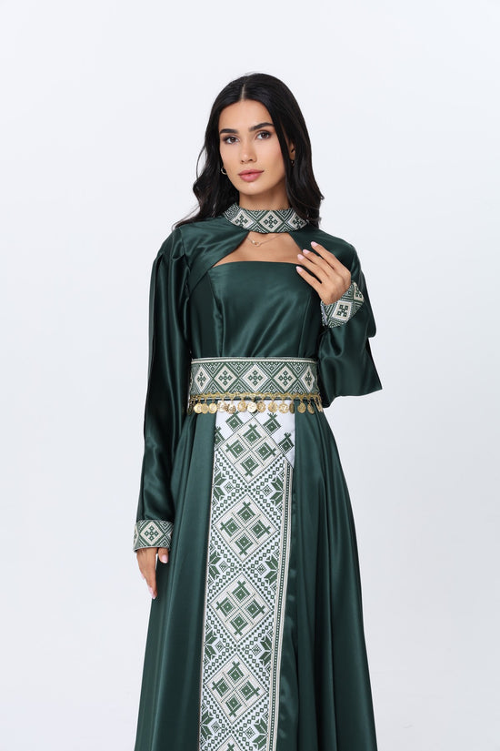 Zomorod Emerald & White Strapless Dress